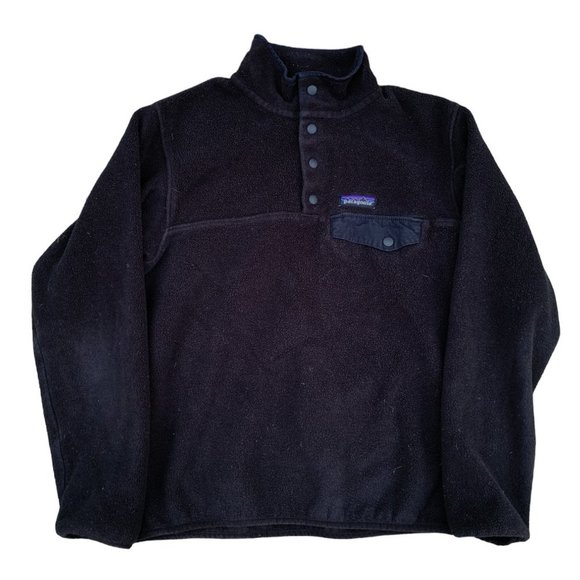 VINTAGE Patagonia Synchilla Snap T Lightweight Pullover Jacket Small Black - Picture 1 of 6